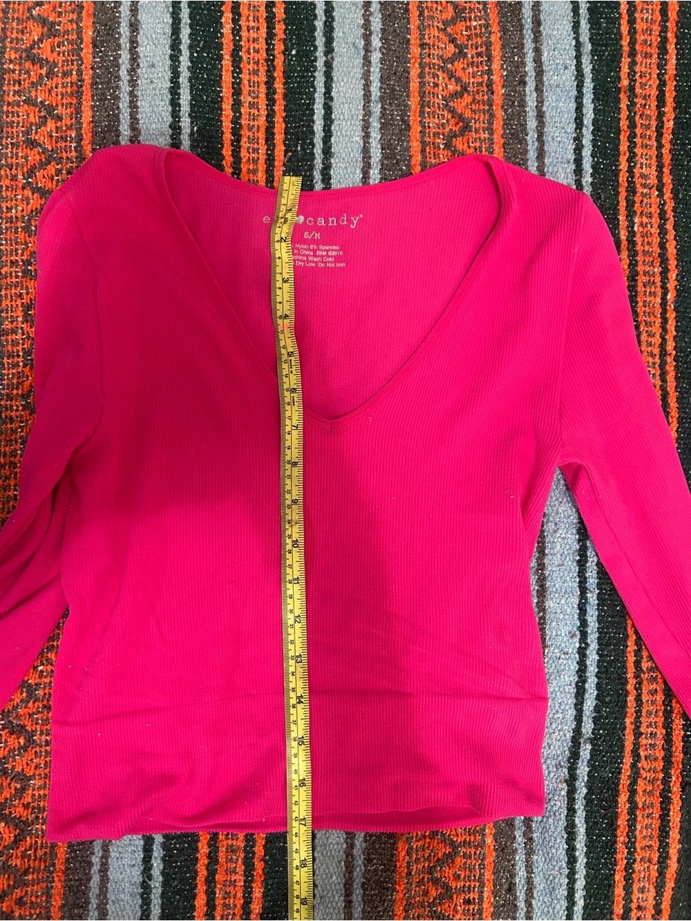 eye candy Hot Pink Ribbed V-Neck Long Sleeve Top cropped